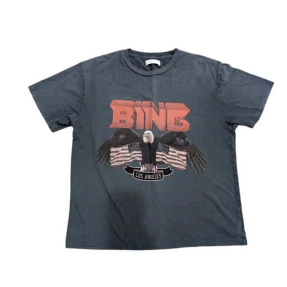 Anine Bing Vintage Eagle Tee Shirt Gray M - Picture 1 of 11